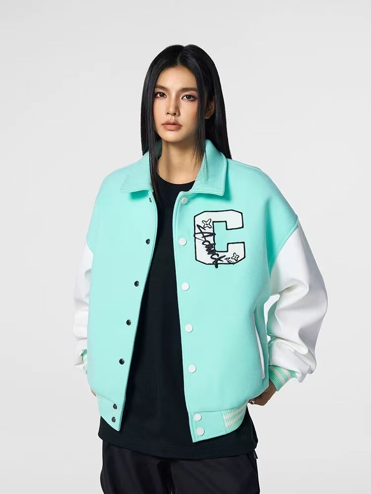 ACHOCK Patchwork Logo Baseball Jacket