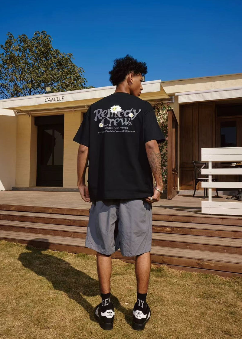 REMEDY Cartoon Floral Print Short-sleeve T-shirt