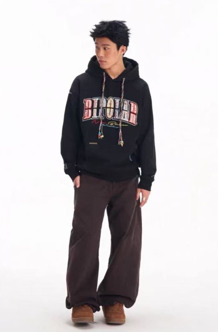 BIPOLAR Rainbow Tassel Appliqué Embroidered Hoodie