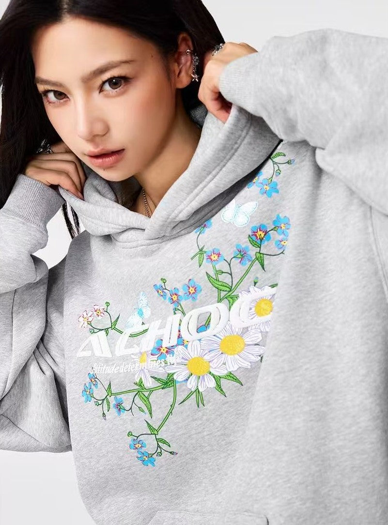 ACHOCK Floral Printed Foam Hoodie