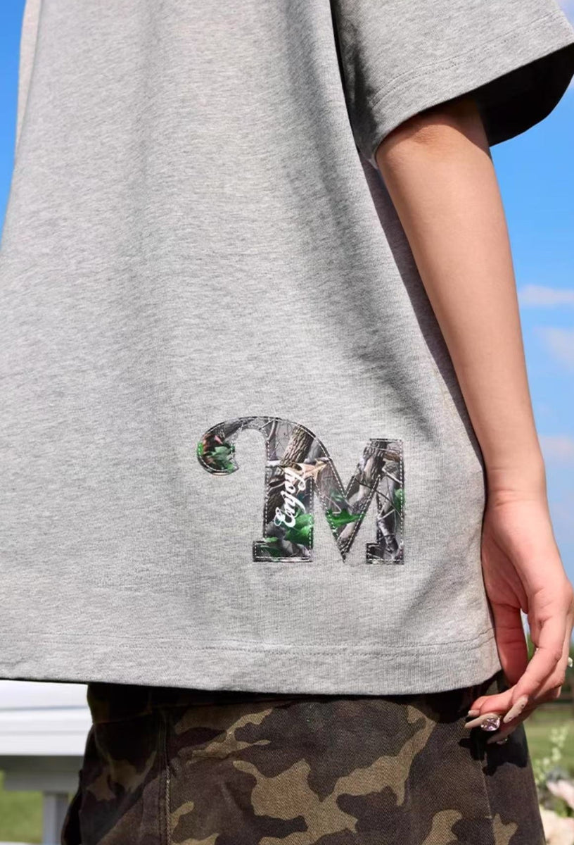 MEDM Floral Fruit Branch Padded Patch Embroidered Short-sleeved T-shirt