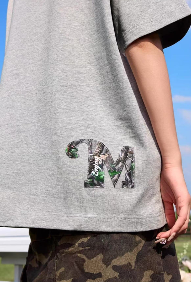 MEDM Floral Fruit Branch Padded Patch Embroidered Short-sleeved T-shirt