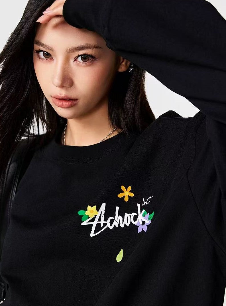 ACHOCK Small Flower Print Long-sleeve T-shirt