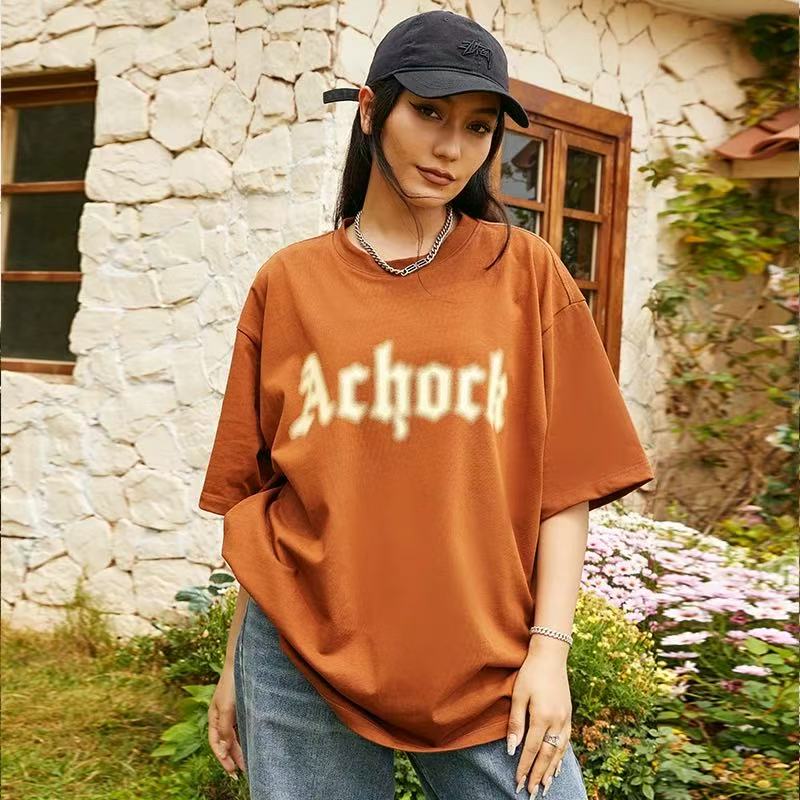 ACHOCK Simple Dot Logo Blur Printed T-shirt