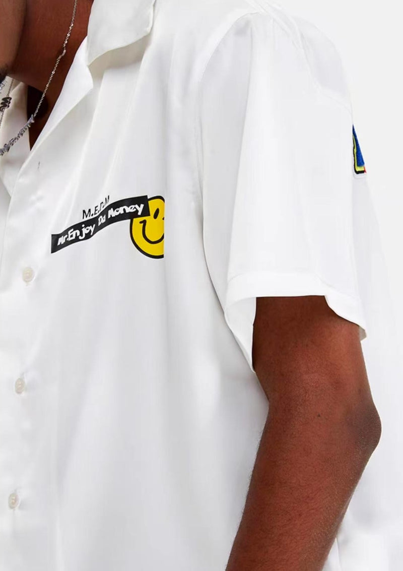 MEDM  Colorful Embroidered Printed Smiley T-shirt