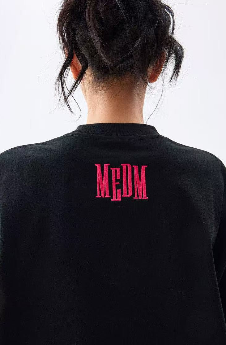 MEDM Webbing Embroidered Letter Short-sleeves T-shirt