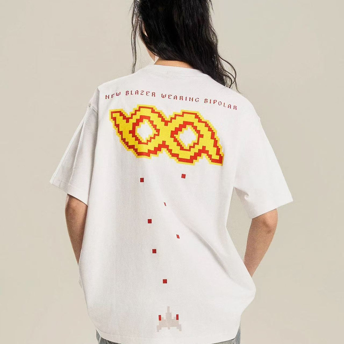 BIPOLAR Pixel Game Offset Printed Short Sleeve T-Shirt