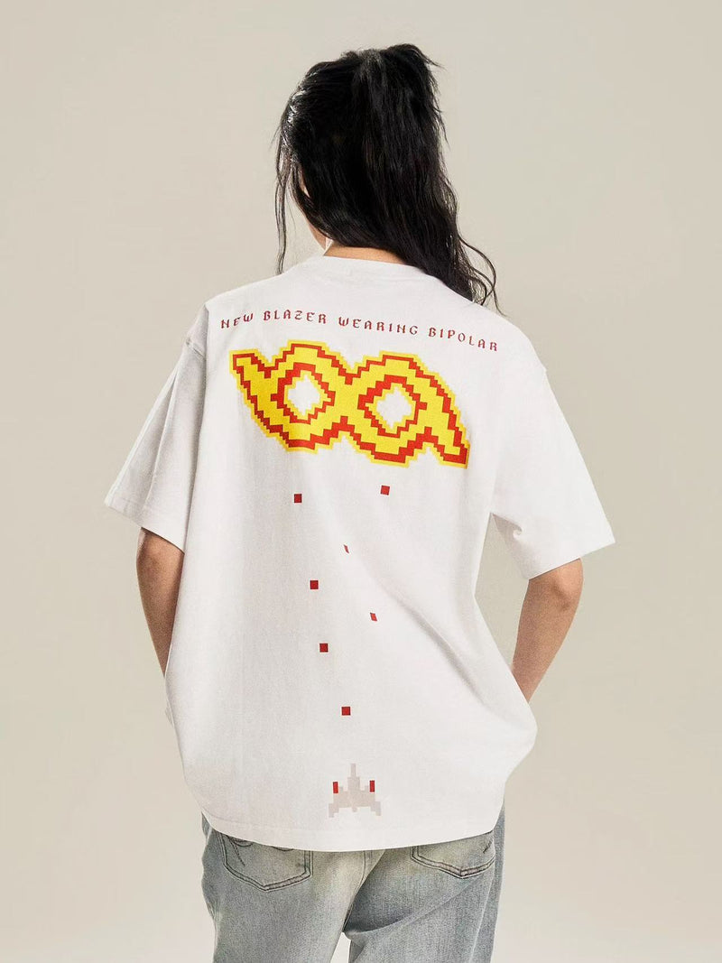 BIPOLAR Pixel Game Offset Printed Short Sleeve T-Shirt