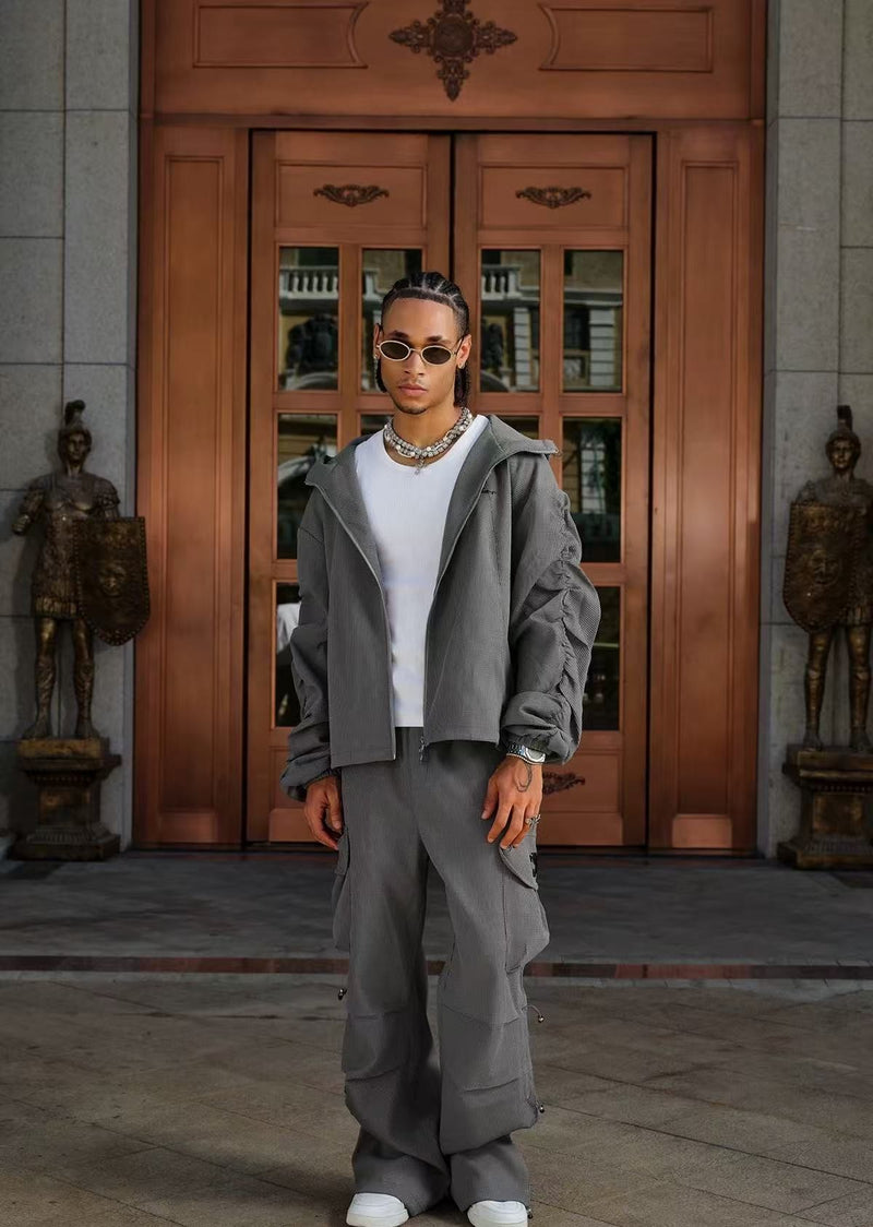 STK Vintage Ruched Split Hooded Jacket