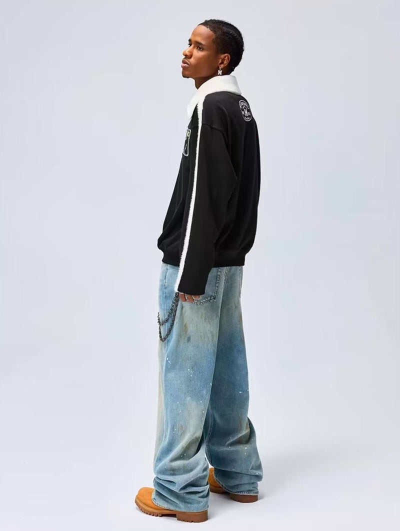 MEDM Pegasus Fur Collar Polo Sweatshirt