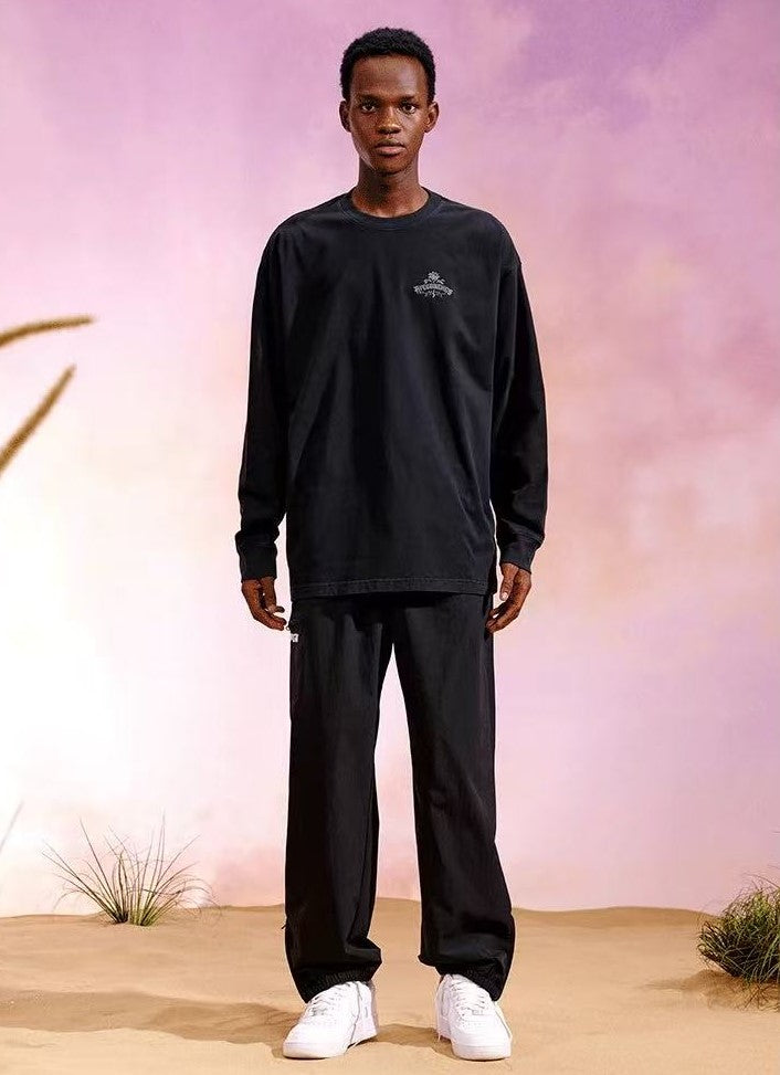 AFGK Sword and Rose Embroidery Washed Long-sleeved T-shirt