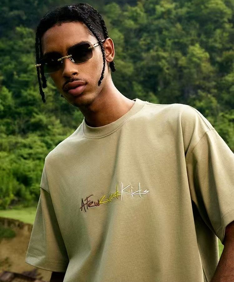 AFGK Cursive Logo Embroidered Short-sleeve T-shirt