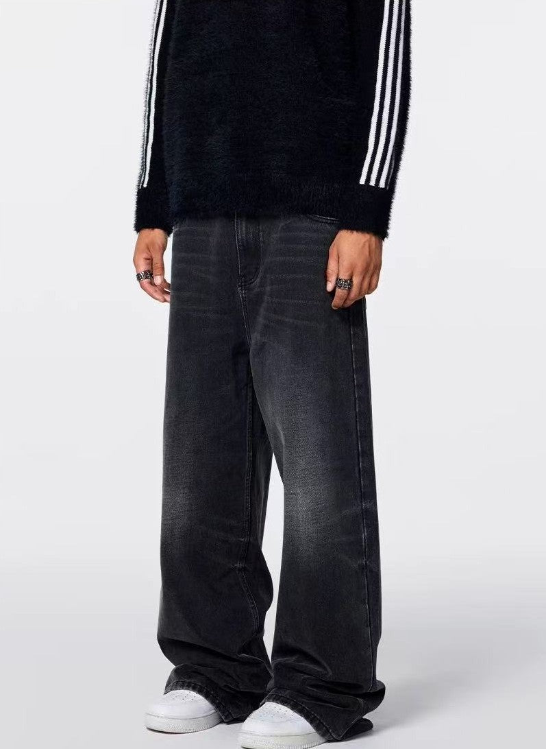 ACHOCK Vintage Washed Logo Stitching Jeans