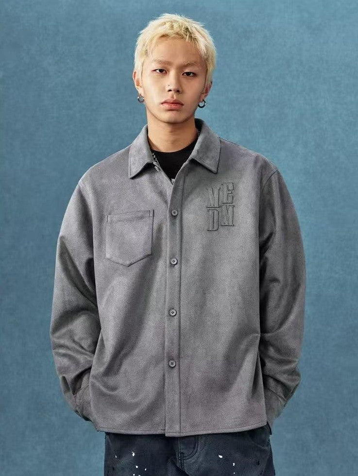 MEDM  Basic Logo Suede Shirt Jacket