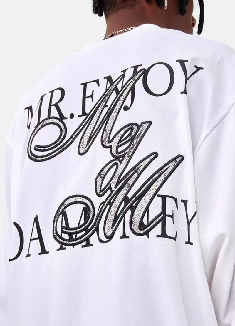 MEDM Snake Print Lettering Top Long-sleeve T-shirt