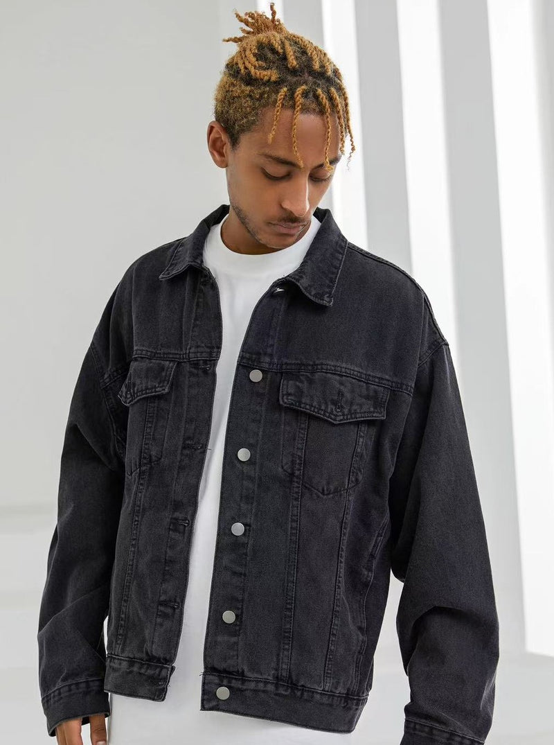 ACHOCK Simple Solid Color Denim Jacket