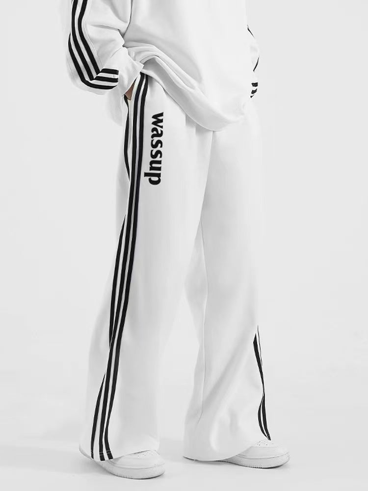 WASSUP Color Matching Wide Leg Track Pants