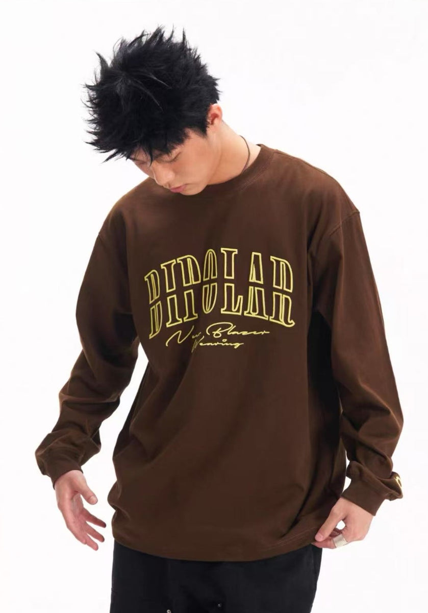BIPOLAR Basic Embroidered Long-sleeved T-shirt