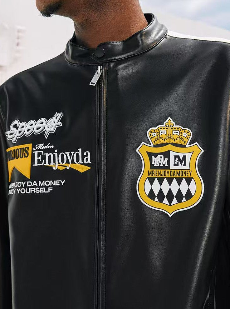 MEDM Retro Racing Leather Jacket