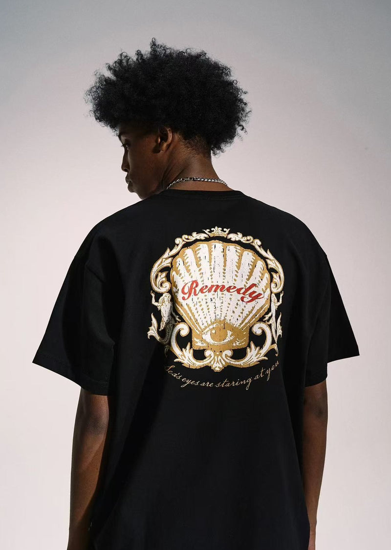 REMEDY Retro Judgment Eye Shell Print Short-Sleeve T-Shirt