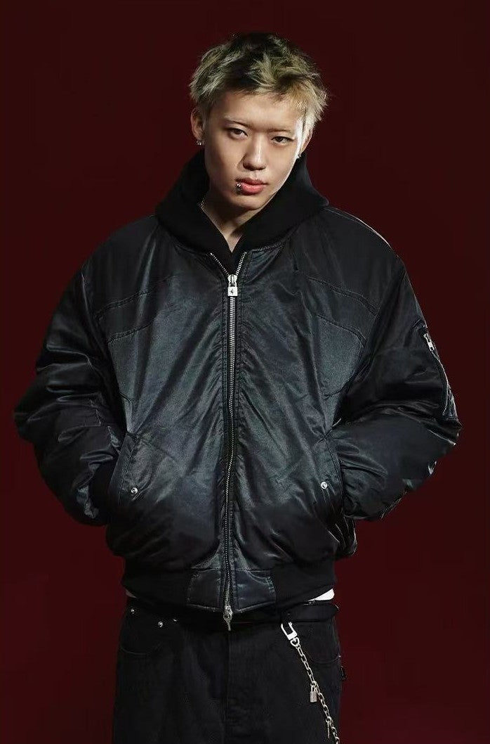 REMEDY Pleated Quilted  Bomber Jacket