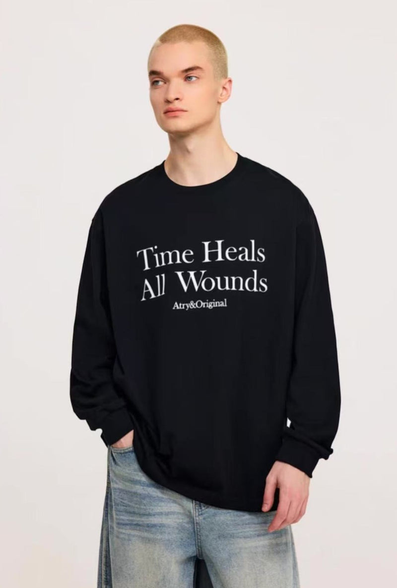 ATRY Slogan Letters Contrast Color Sweater