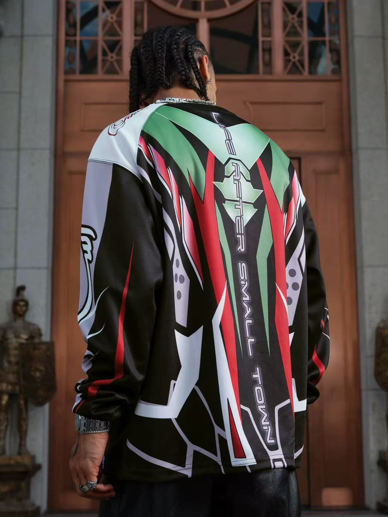 STK High-Density White Ink Direct Print Motorcycle Long-Sleeve T-Shirt