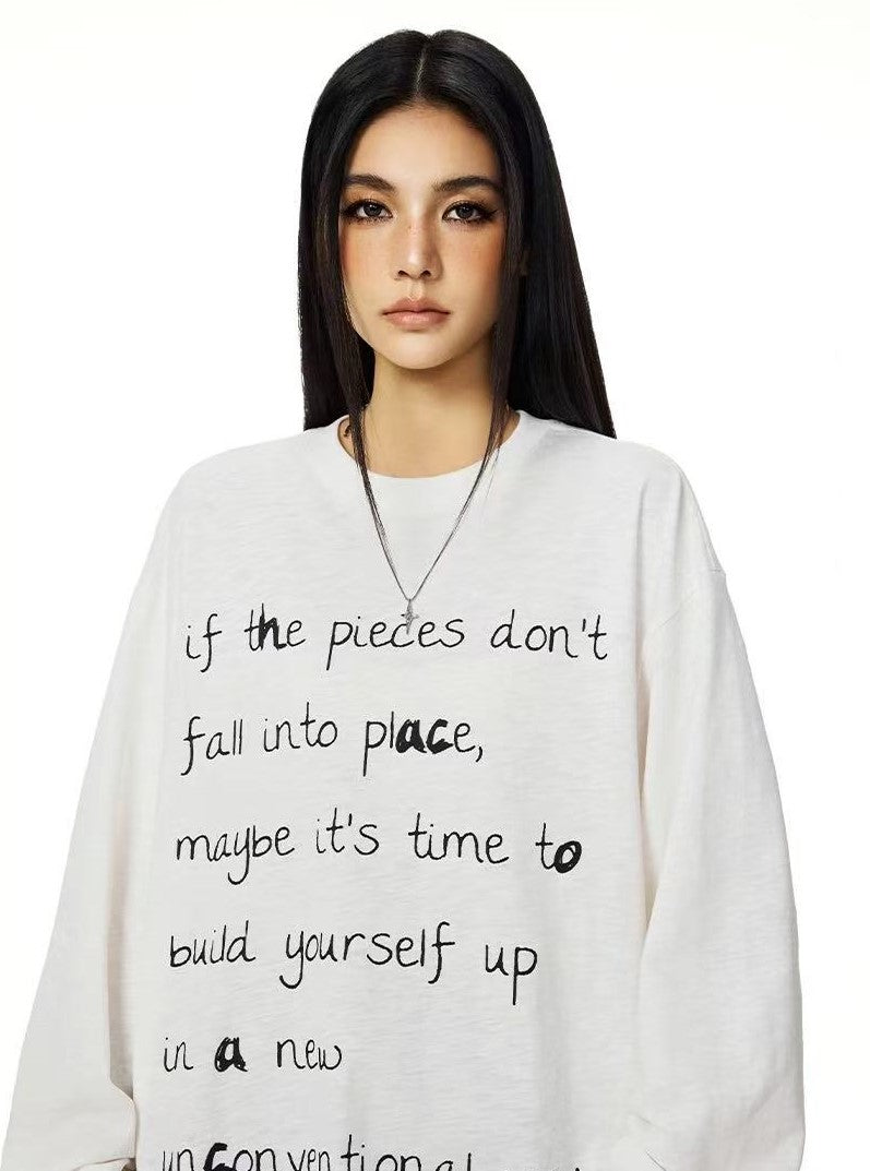 ACHOCK Bamboo Handwritten Printed Long-sleeve T-shirt