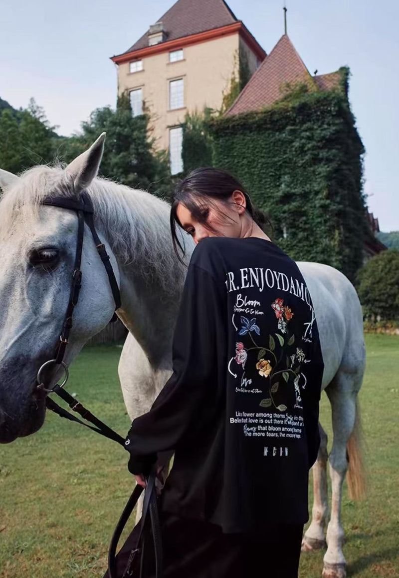 MEDM Floral Embroidered Long-sleeve T-shirt