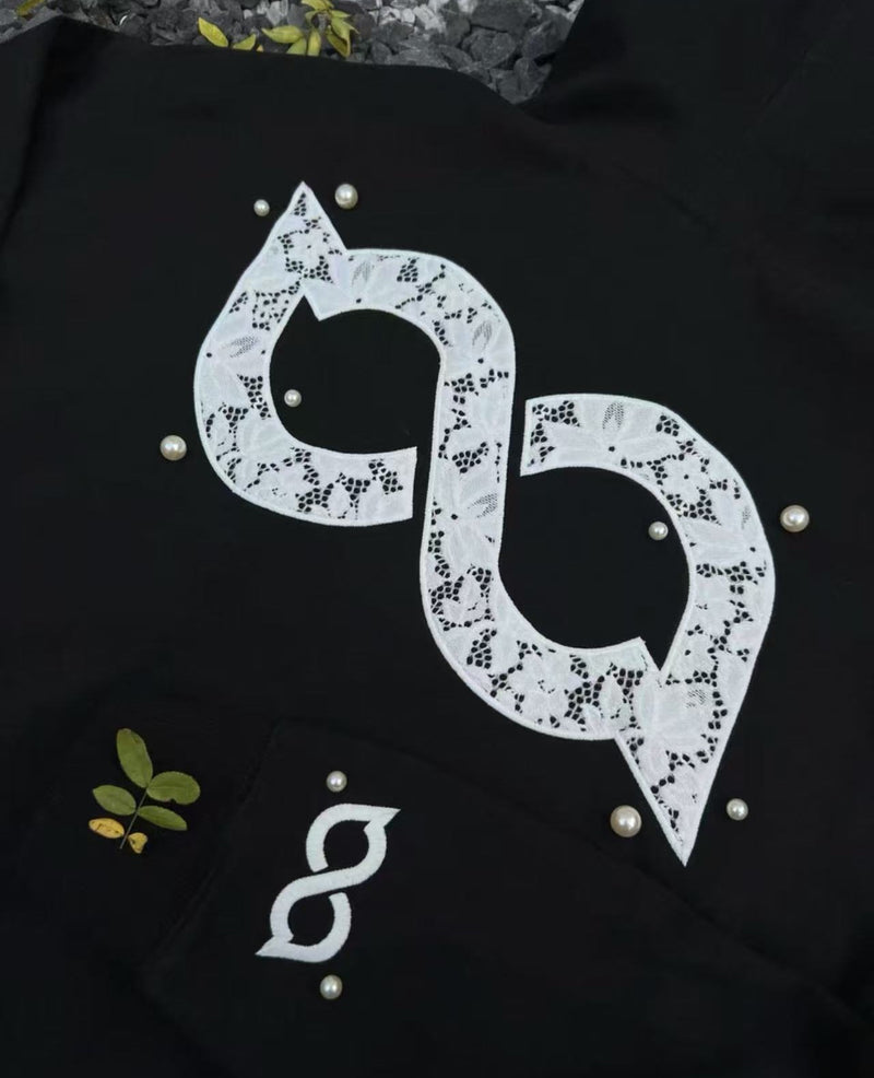 BIPOLAR Lace Pearl Patch Logo Hoodie