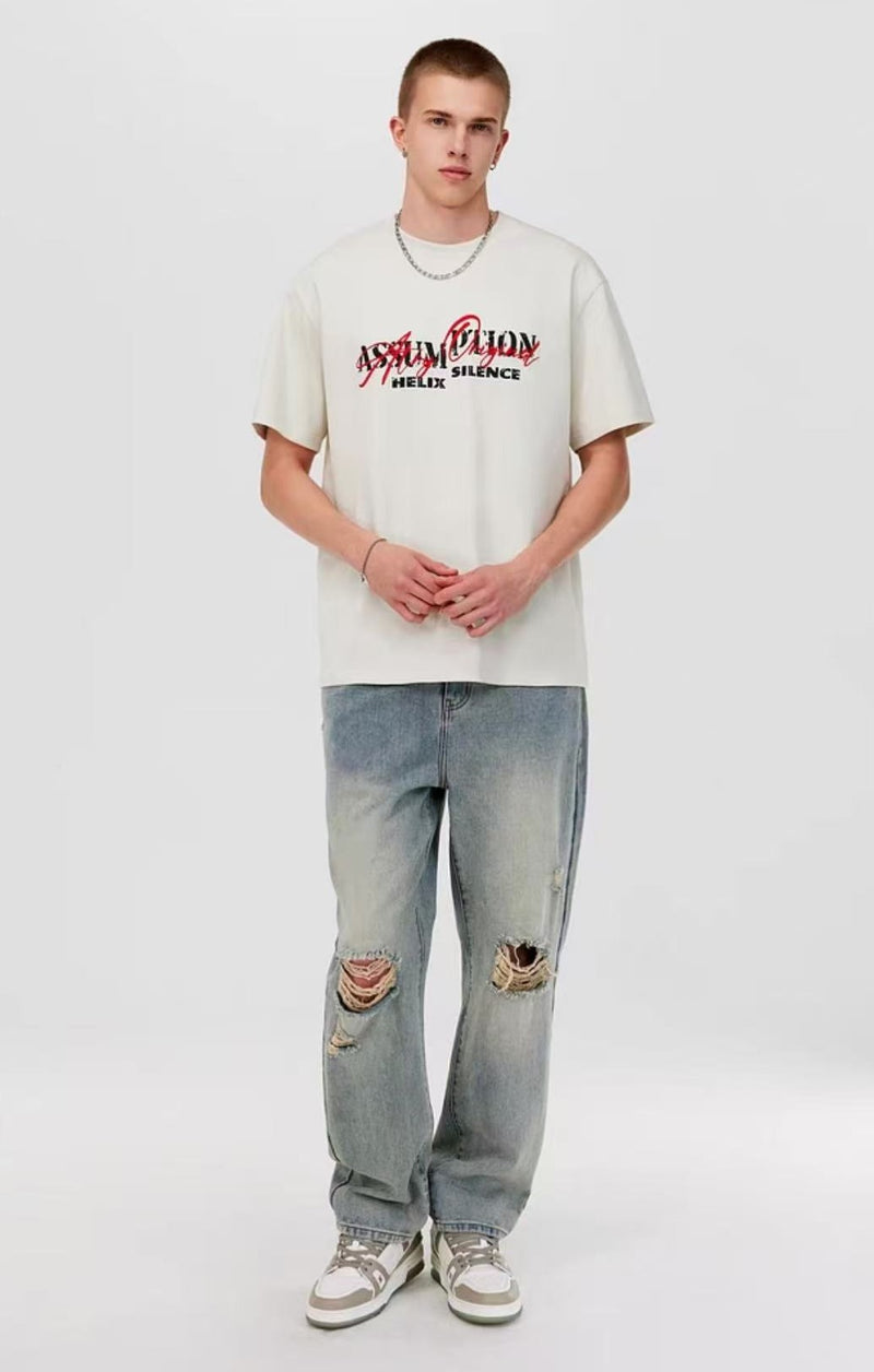 ATRY Misplaced Text Layout Short-sleeved T-shirt