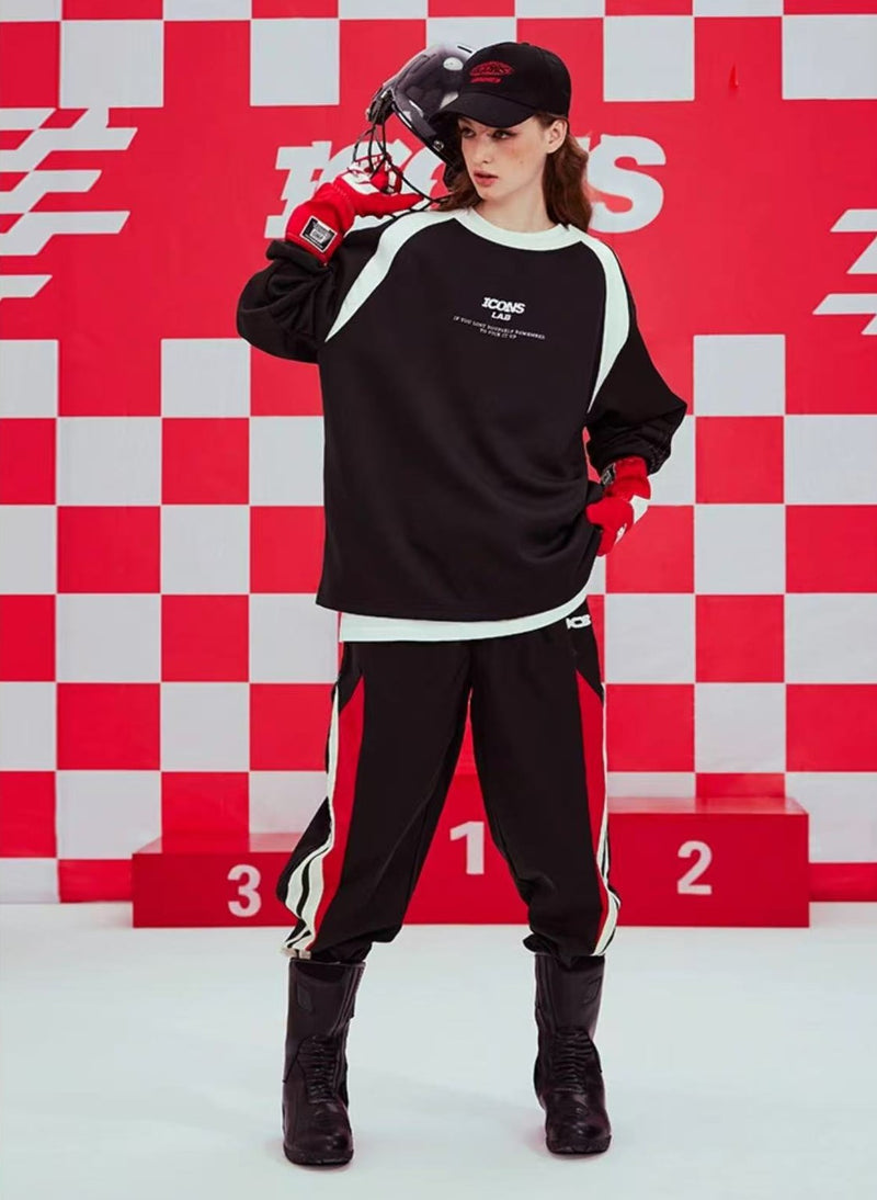 ICONSLAB Racing Collar Air Layer Contrast Dyed Woven Sweatshirt