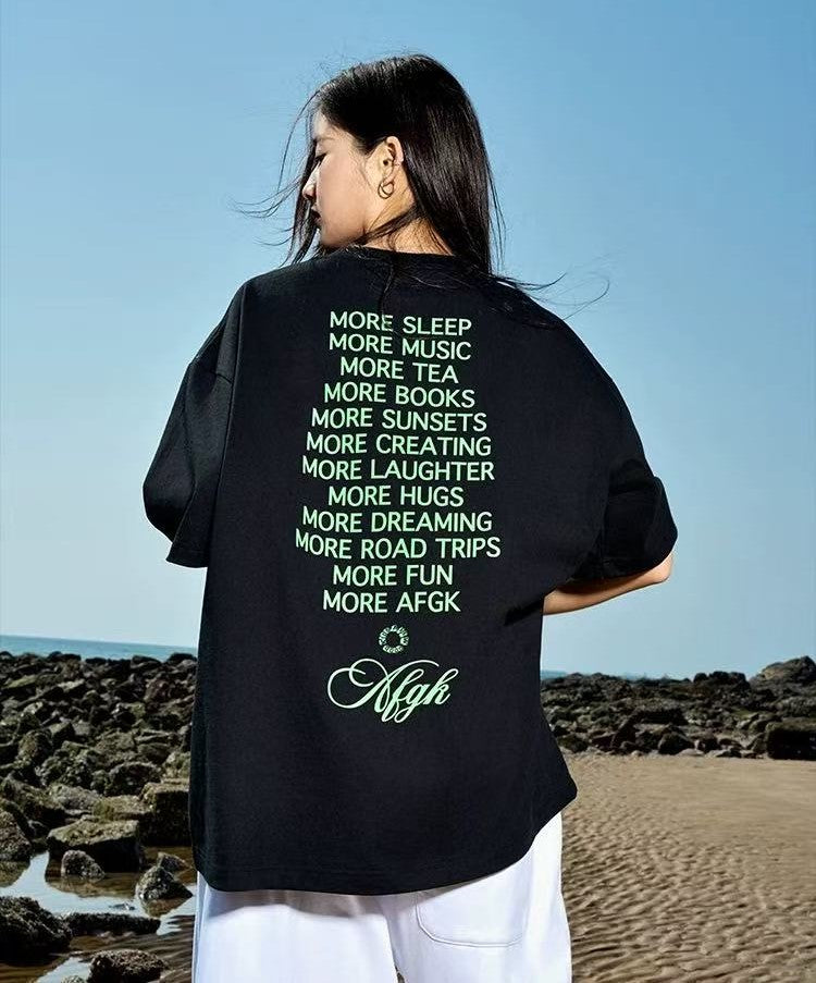 AFGK Slogan Letter Print Short-sleeved T-shirt