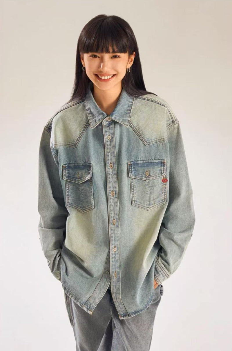 BIPOLAR Denim Embroidered Long-sleeve Jacket