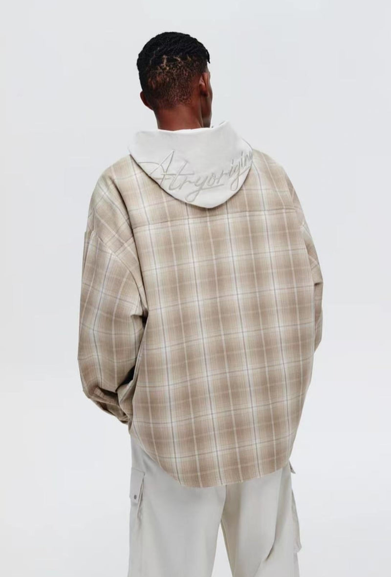 ATRY LOGO Hooded Plaid Shirt
