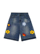 ACHOCK Petal Embroidered Denim Shorts