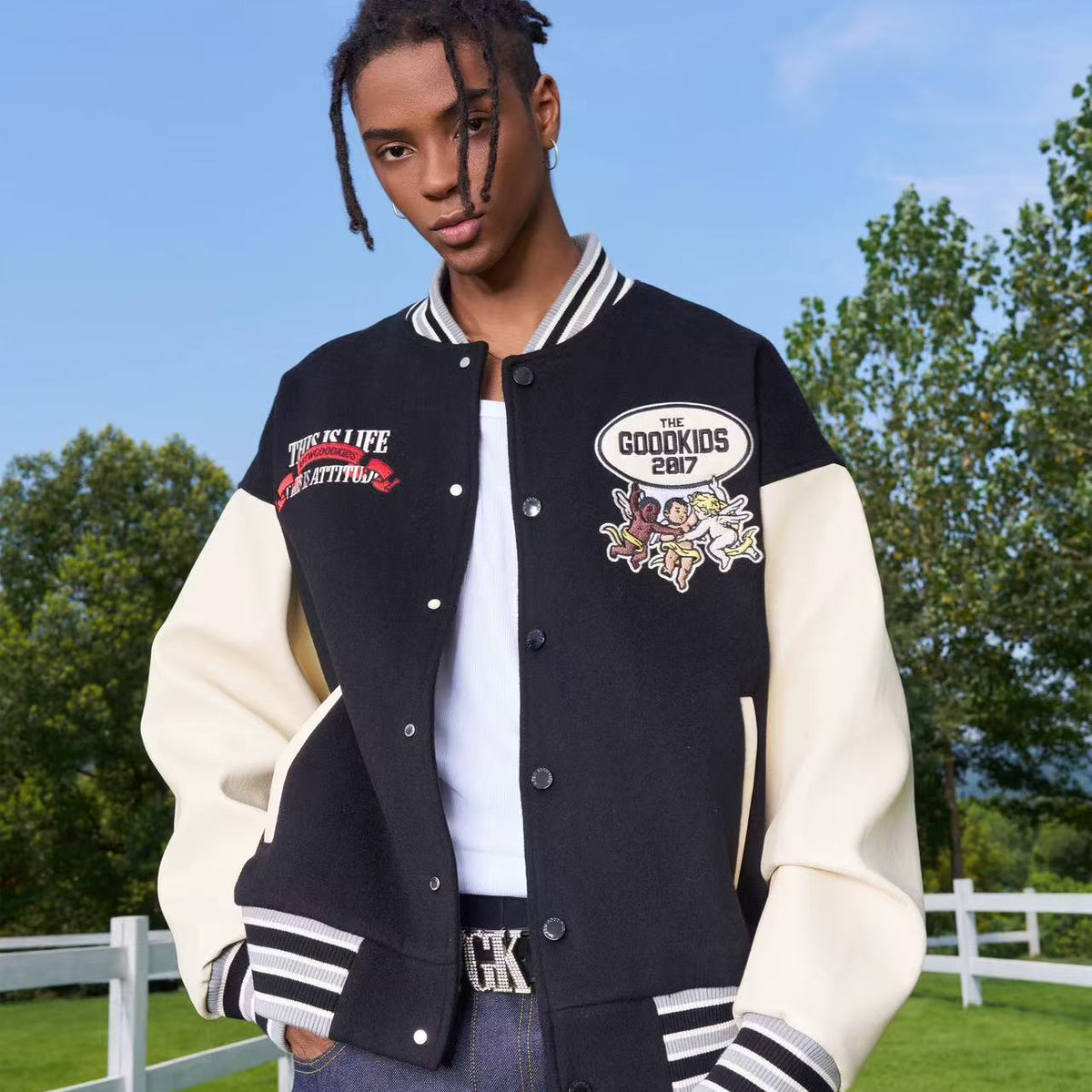 AFGK Angel Embroidered Baseball Jersey
