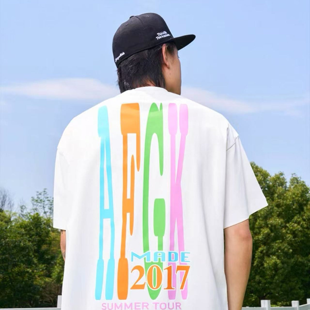AFGK Contrast Color Printed Letter LOGO T-shirt