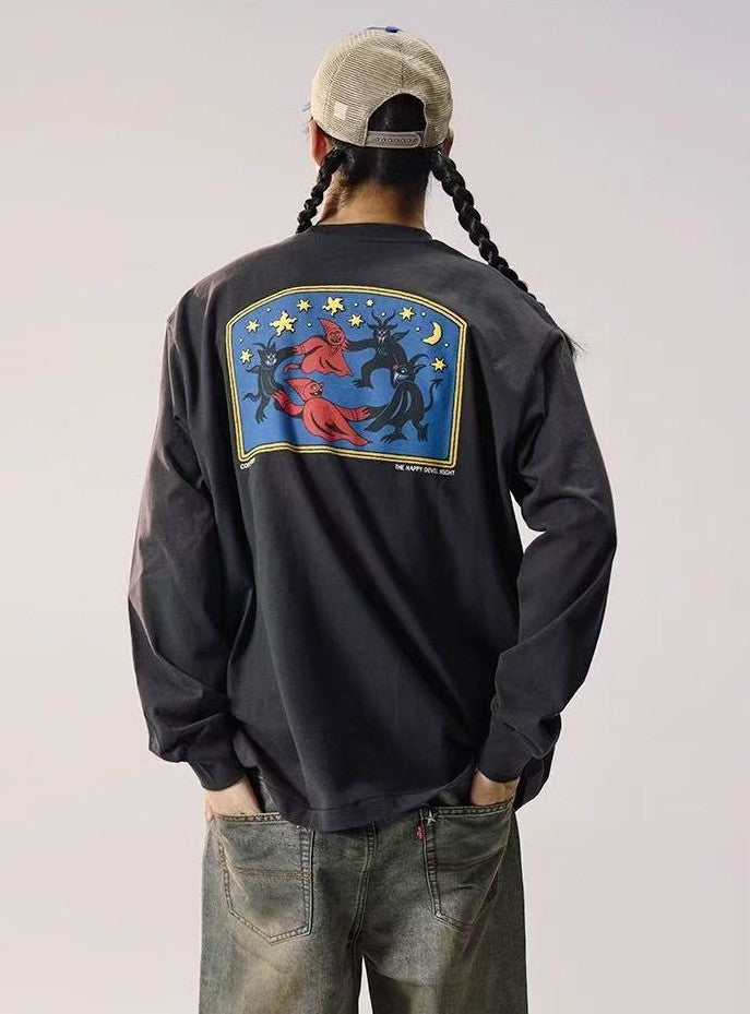 REMEDY Happy Devil Night Print Long-sleeve Tee
