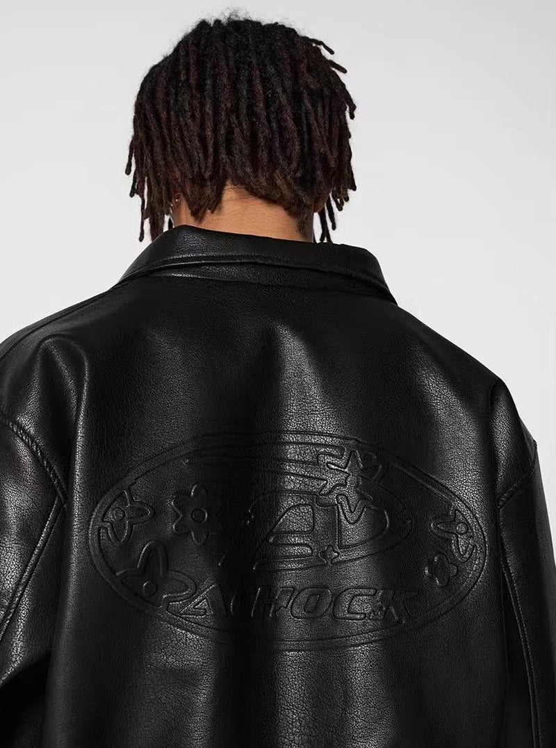 ACHOCK Heavy Steel Embossed Leather Jacket