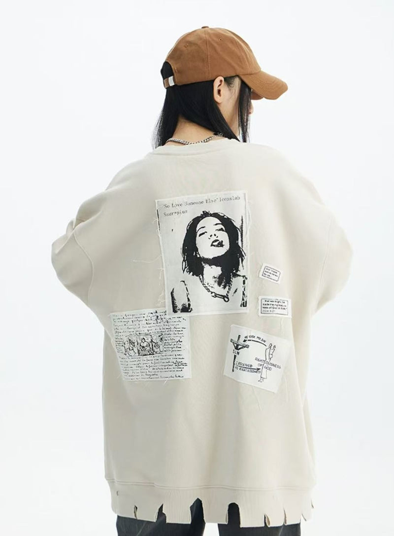 ICONSLAB Portrait Round Neck Sweatshirt