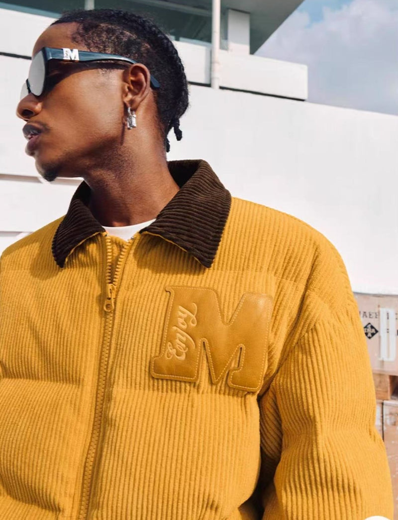 MEDM Corduroy Lapel Color Block Down Jacket