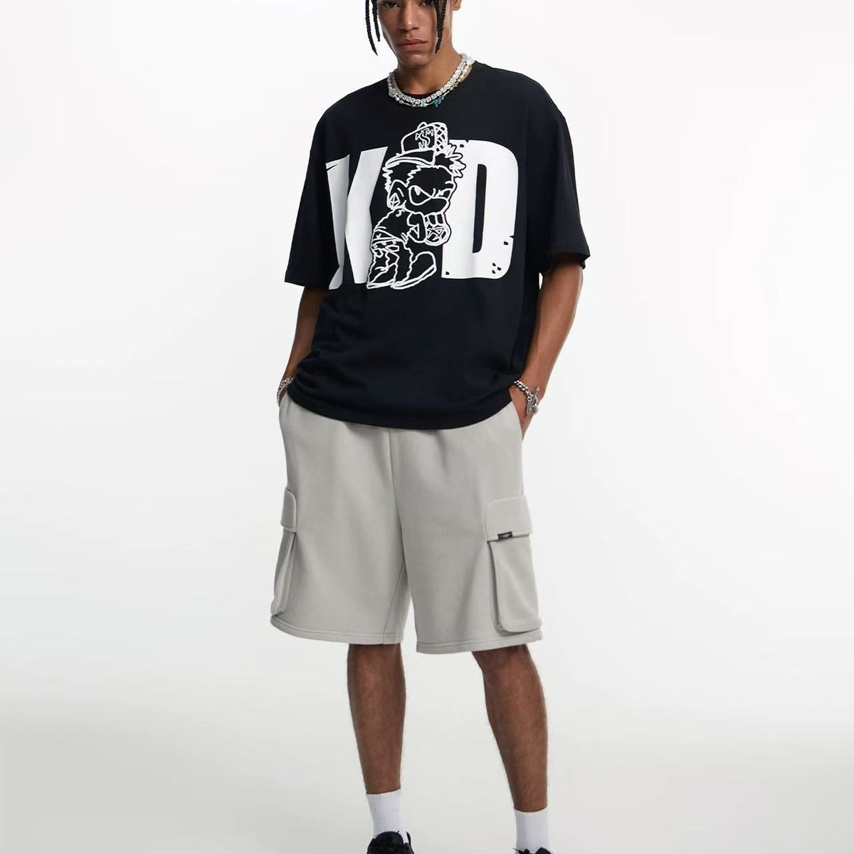 STK  Pocket Embroidered Knit Shorts