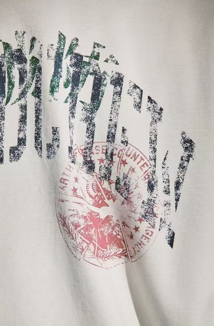 REMEDY Distressed Letter Print Short-sleeve T-shirt