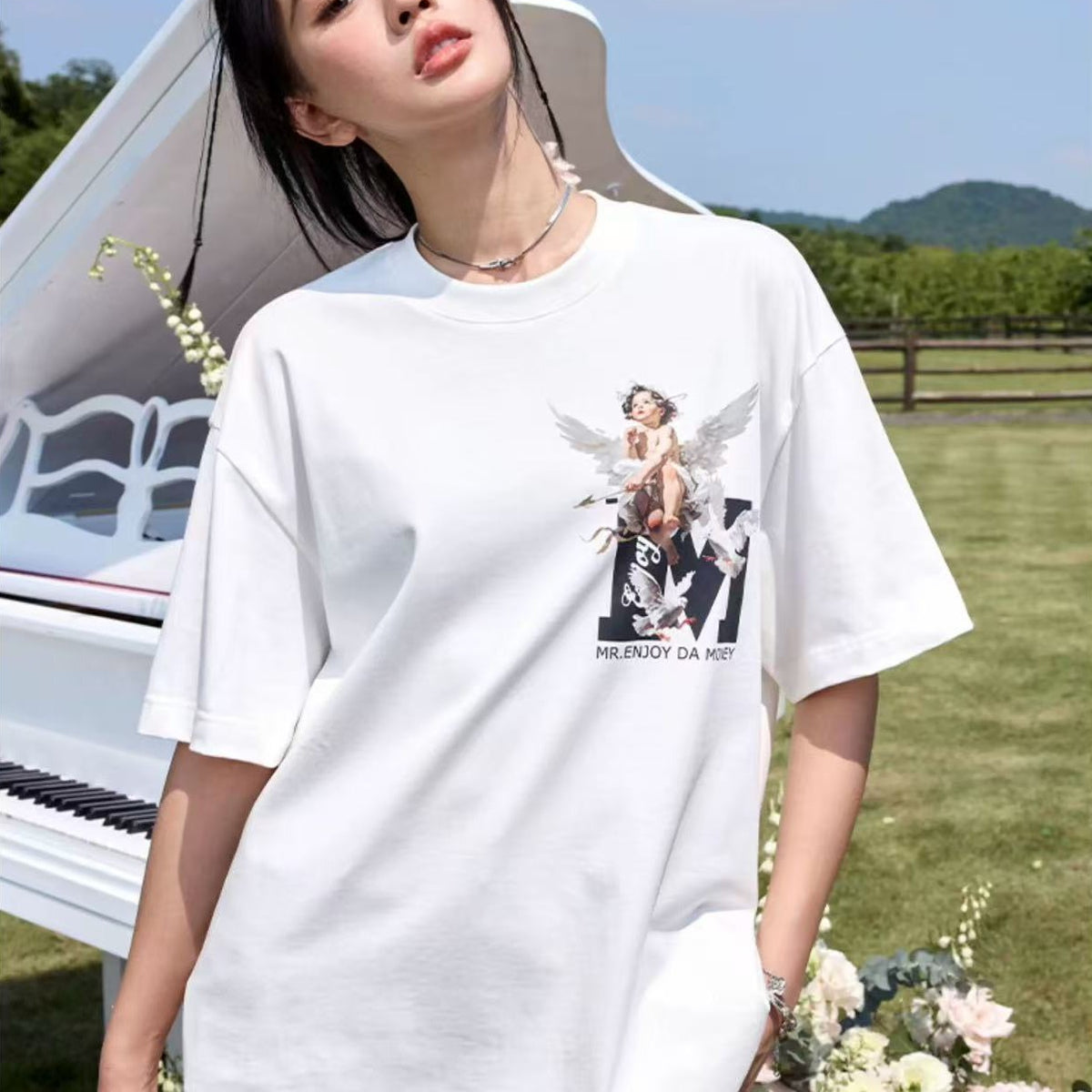 MEDM Angel Print Short-sleeve T-Shirt