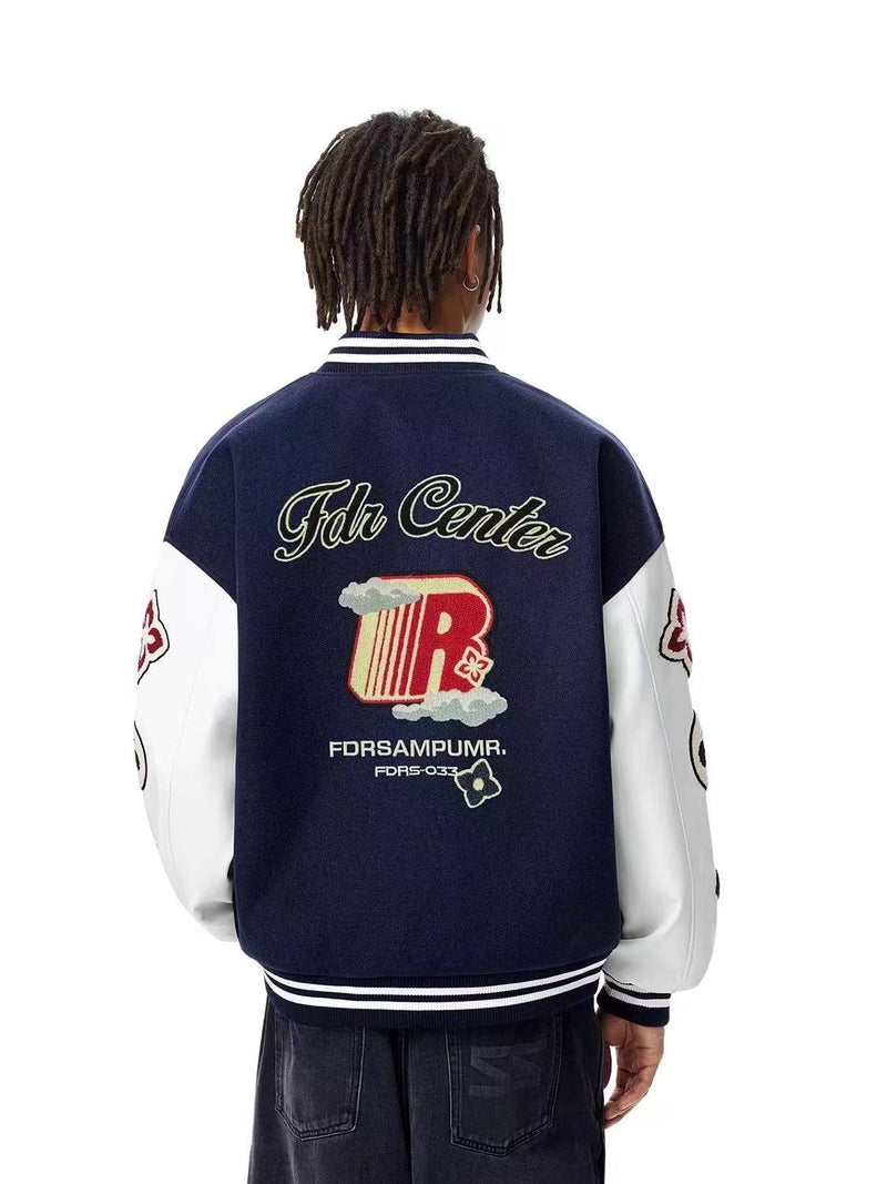 FDR R Logo Cloud Towel Embroidered Varrsity Jacket