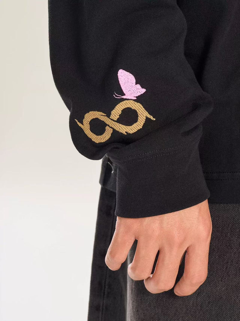 BIPOLAR Embroidered Flower Long-sleeved Sweatshirt