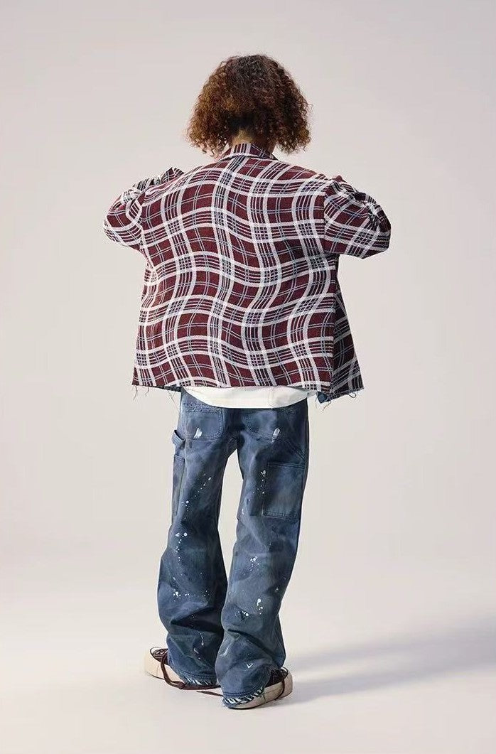 REMEDY Double-sided Plaid Pattern Long-sleeve Shirt