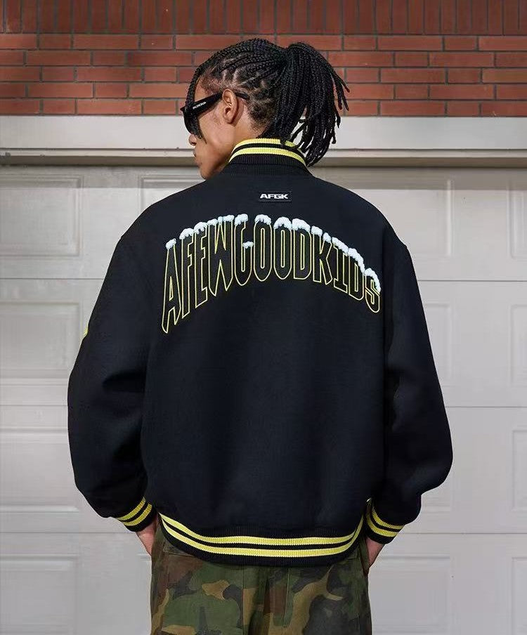 AFGK Yeti Logo Embroidered  Baseball Jacket