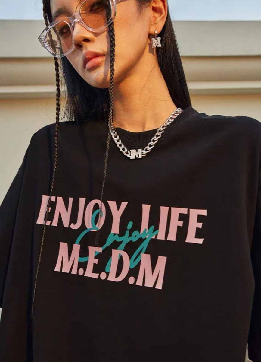 MEDM Three-dimensional Letters Short-sleeved T-shirt